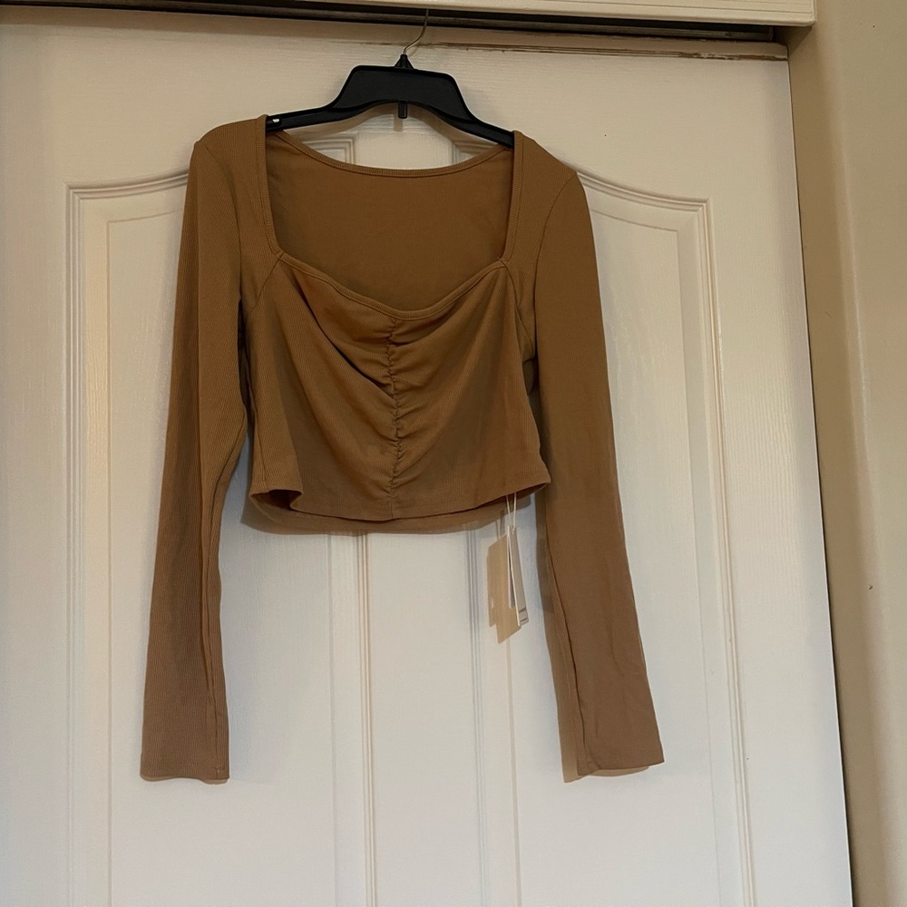 Elegant Tan Long Sleeve Women's Top